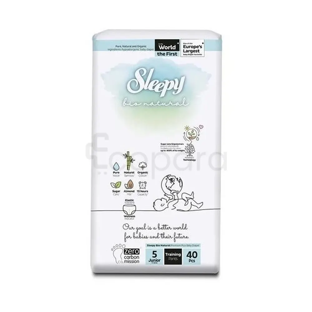 Sleepy حفاضات Bio Natural Double Jumbo Junior المقاس 5 – 40 وحدة / 11-18 كغ