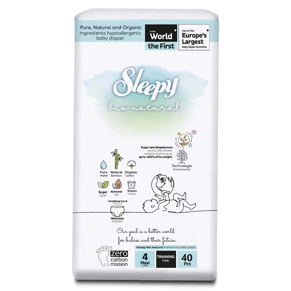 Sleepy حفاضات Bio Natural Double Jumbo Maxi المقاس 4 – 48 وحدة / 7-14 كغ