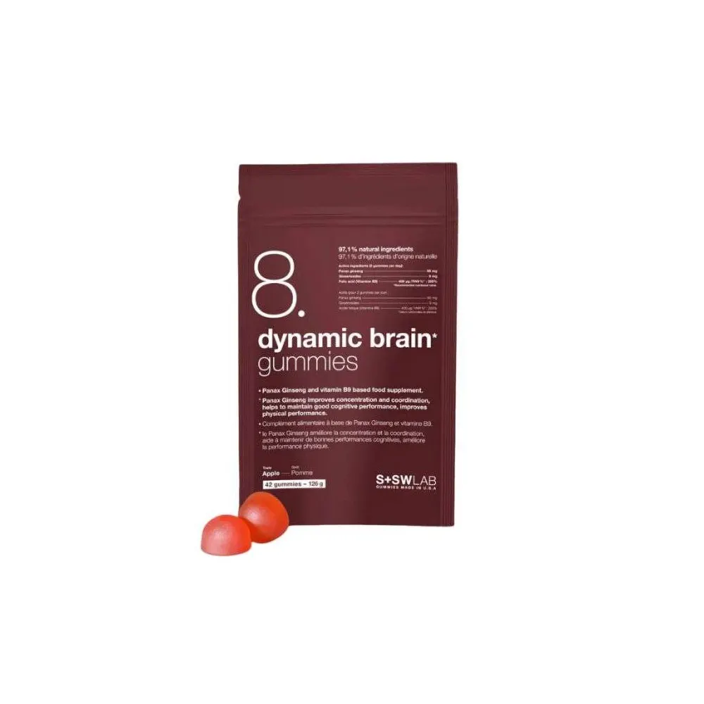 SSWLab 8 Dynamic Brain Gummies 126 غ 42 علكة بنكهة التفاح