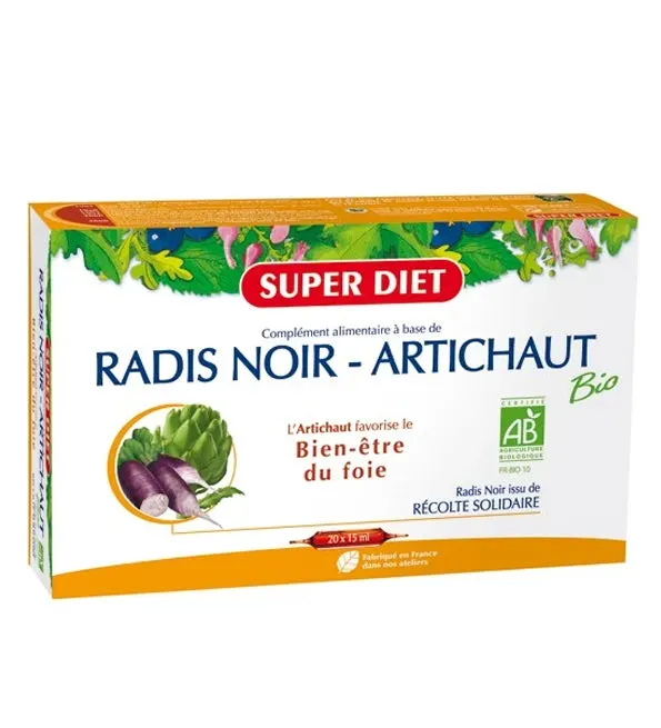 Super Diet Radis Noir – Artichaut Bio – 20 Ampoules x 15 ml