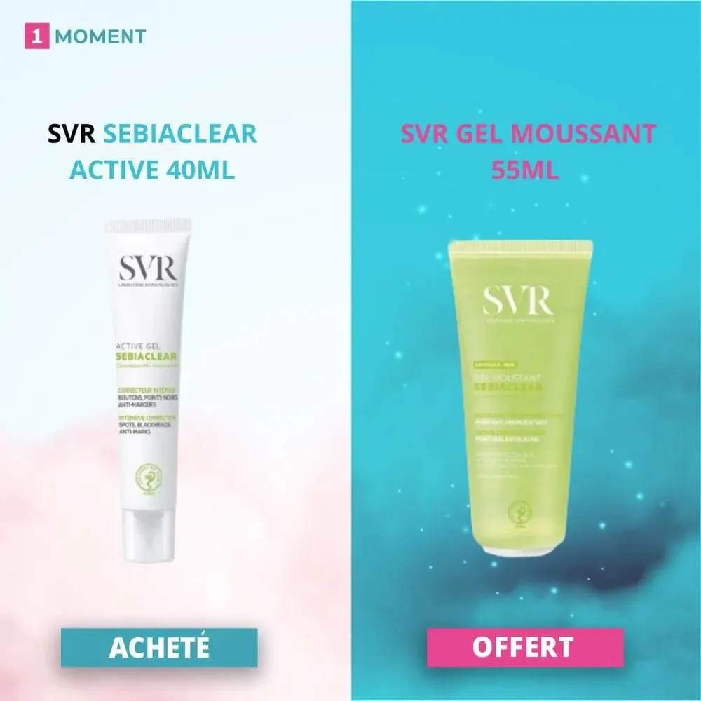 SVR Sebiaclear جل نشط 40 مل = جل رغوي 55 مل مجاني