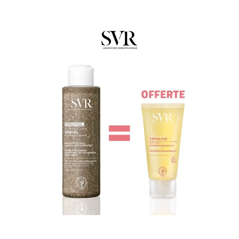 SVR Topialyse زيت غسول 1 لتر + Xérial مقشر الجسم 100 غ = حقيبة هدية