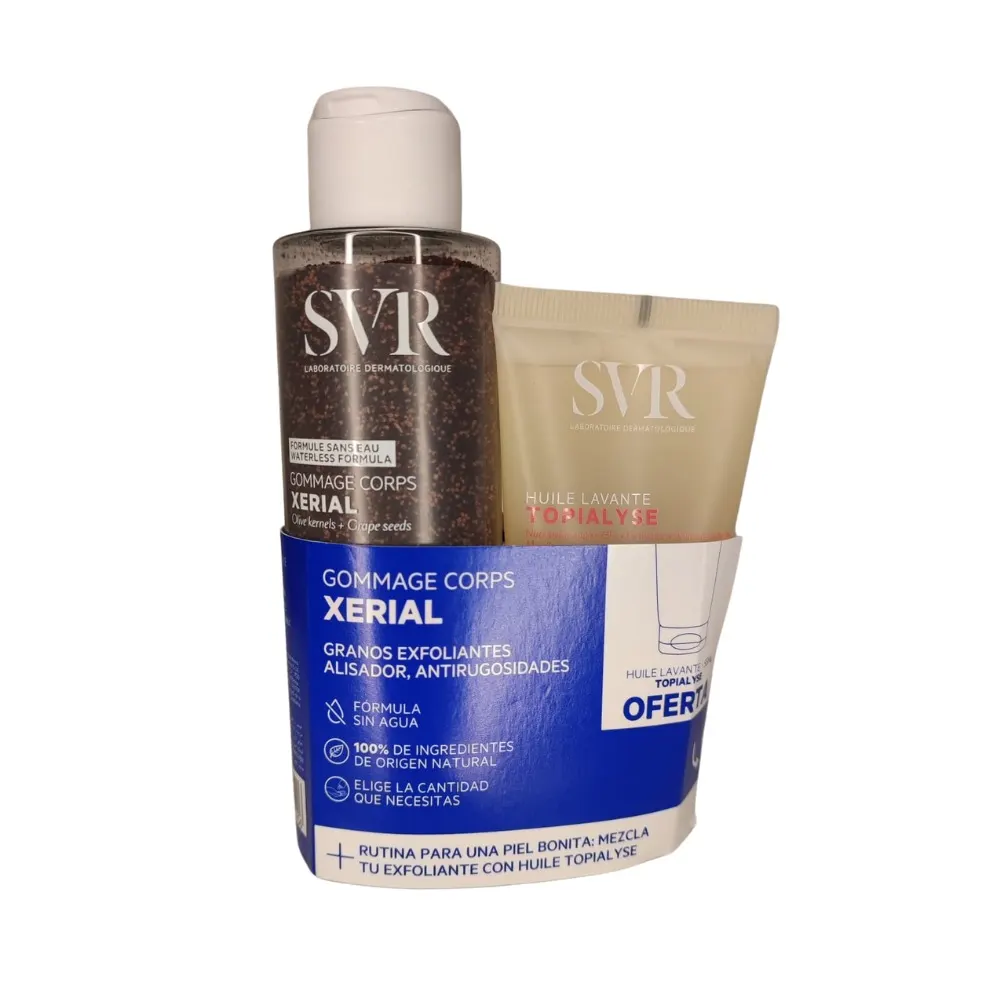 SVR XERIAL GOMMAGE CORPS 100 G = TOPIALYSE HUILE LAVANTE 55ML OFFERTE