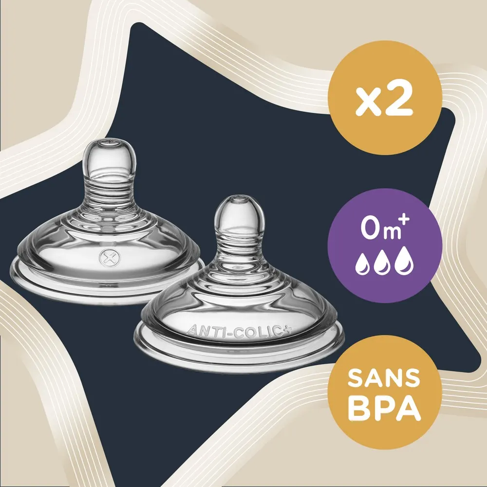 Tommee Tippee - Pack 2 tétines débit moyen anti-colique avancé