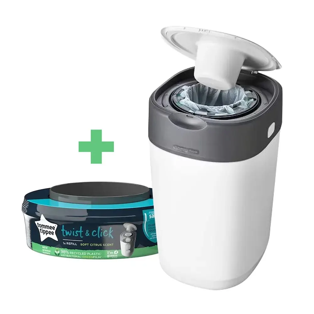 Tommee Tippee سلة حفاضات مضادة للروائح Twist & Click - أبيض