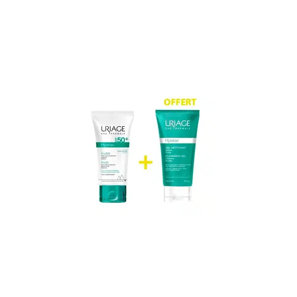 Uriage Hyséac Fluid SPF50 50 مل = جل منظف 50 مل هدية