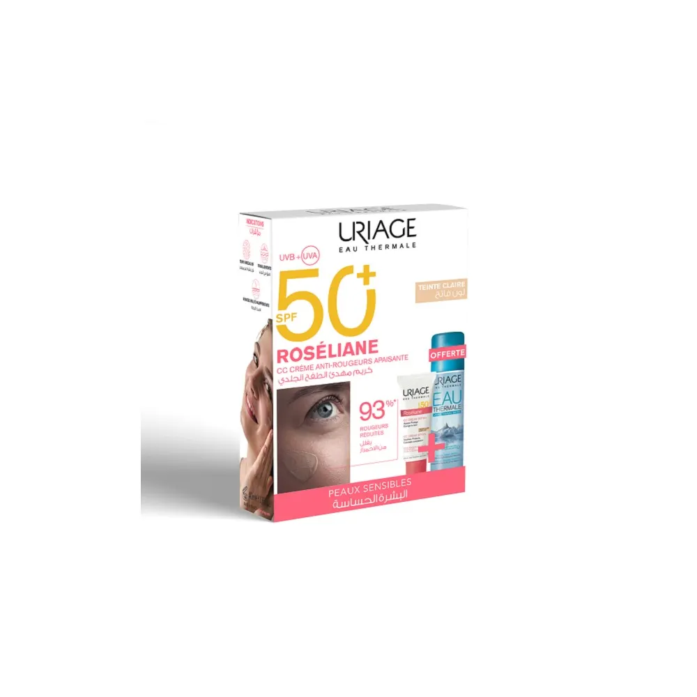 Uriage Roséliane CC Cream SPF50 40 مل = ماء حراري مرمم 50 مل هدية