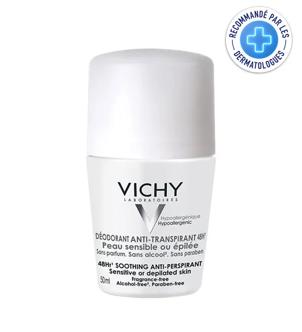 Vichy مزيل عرق مضاد للتعرق 48 س رول أون للبشرة الحساسة أو المزالة الشعر 50 مل