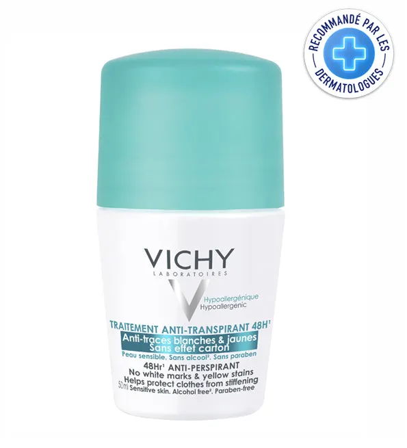 Vichy مزيل عرق علاجي مضاد للتعرق 48 س ضد البقع الصفراء والبيضاء 50 مل