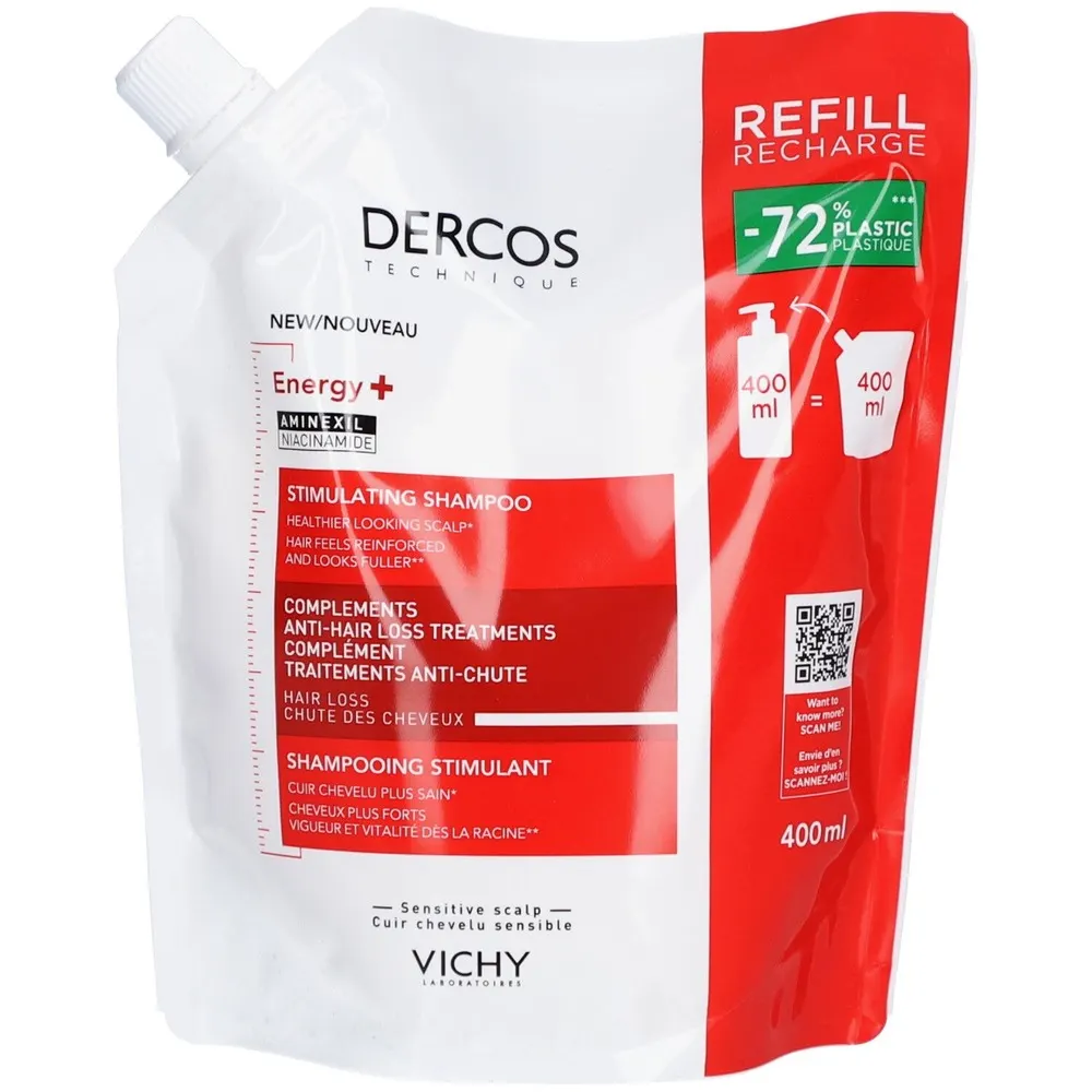 VICHY DERCOS PACK SHAMPOOING ENERGISANT+ 200 ML + RECHARGE 400ML
