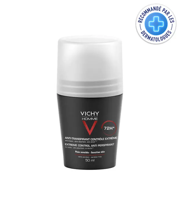 Vichy Homme مزيل عرق رول أون مضاد للتعرق 72 ساعة للبشرة الحساسة 50 مل