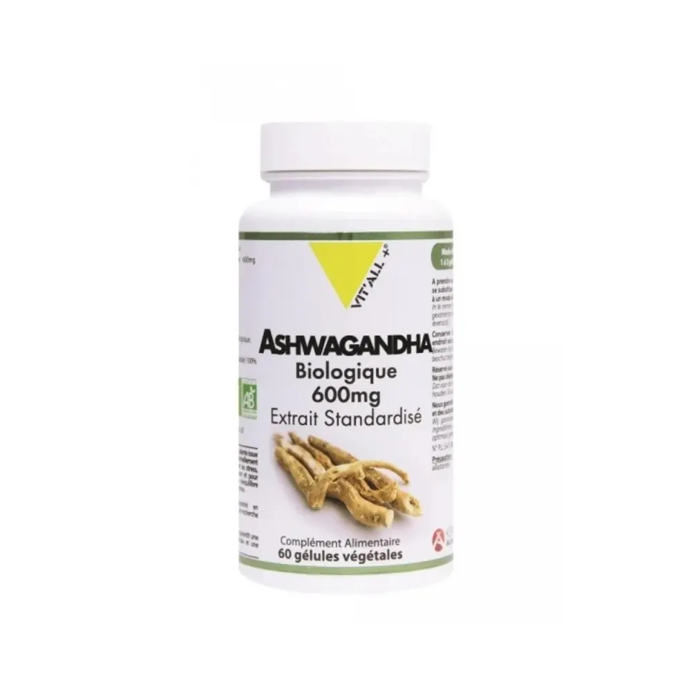VIT'ALL+ أشواغاندا عضوية 600 ملغ 60 كبسولة