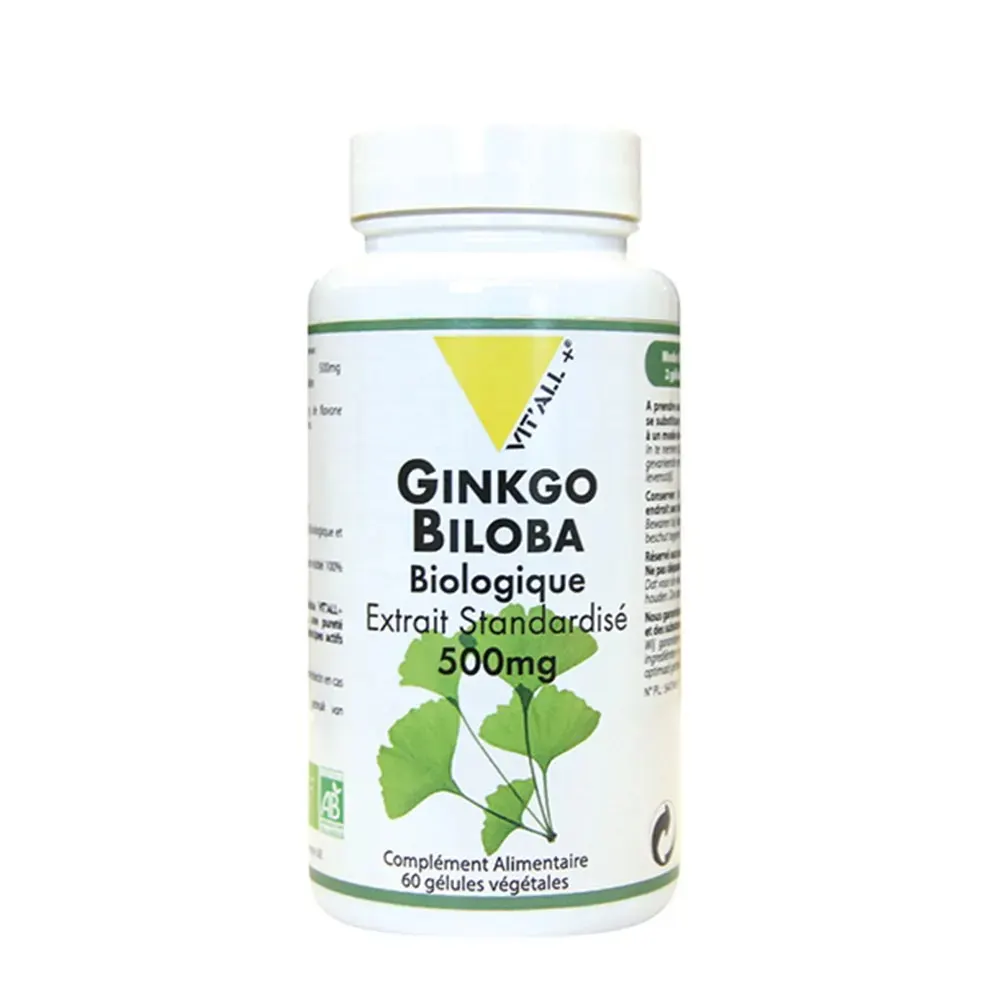 Vit’all+ Ginkgo Biloba 500 mg – 60 comprimés | Complément alimentaire mémoire et circulation