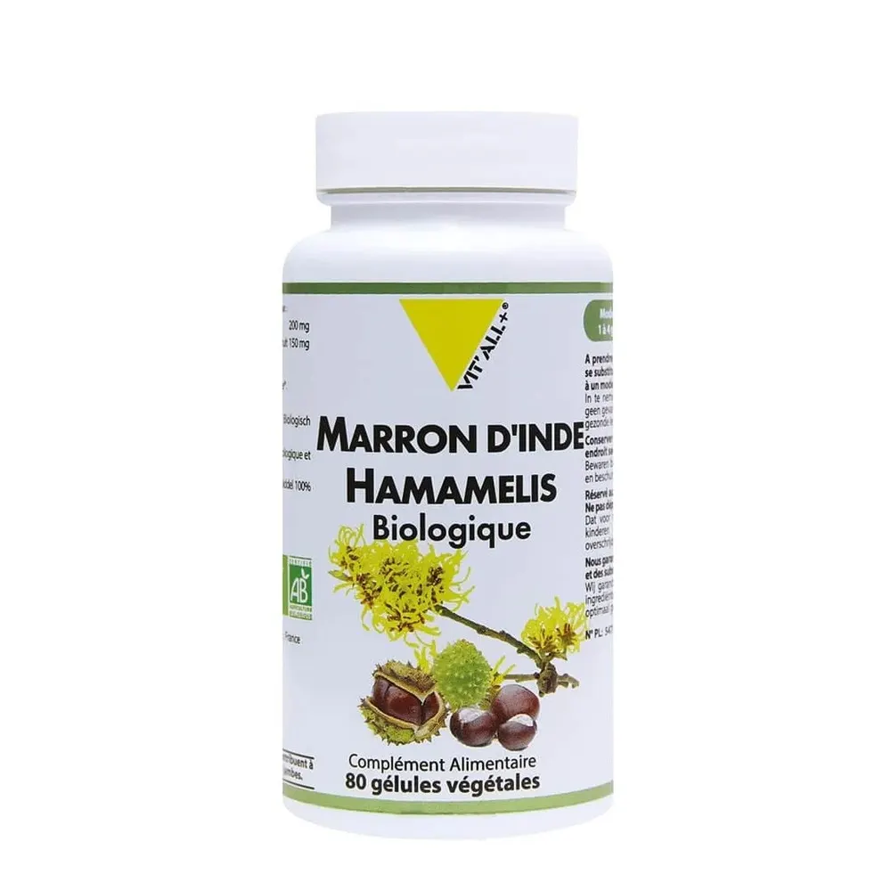 VIT'ALL+ كستناء الهند 150 ملغ + Hamamelis 200 ملغ 80 كبسولة
