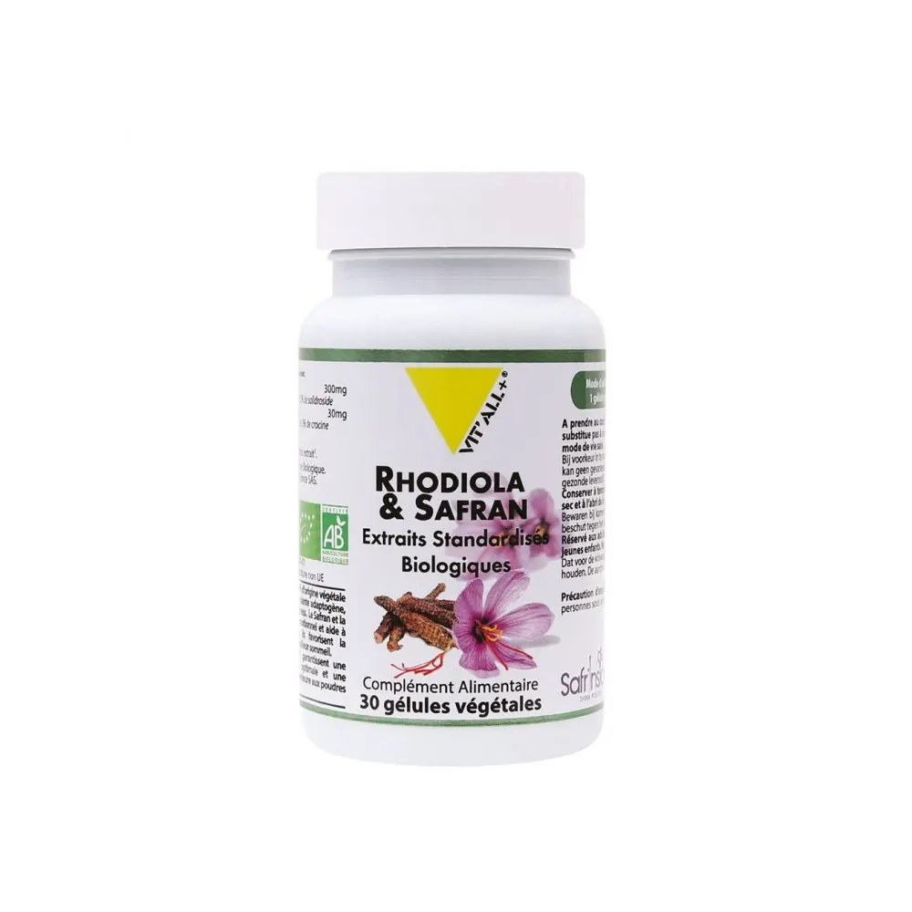 VIT'ALL+ Rhodiola والزعفران 30 كبسولة نباتية