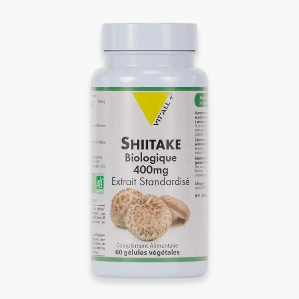 VIT'ALL+ Shiitake عضوي 400 ملغ 60 كبسولة