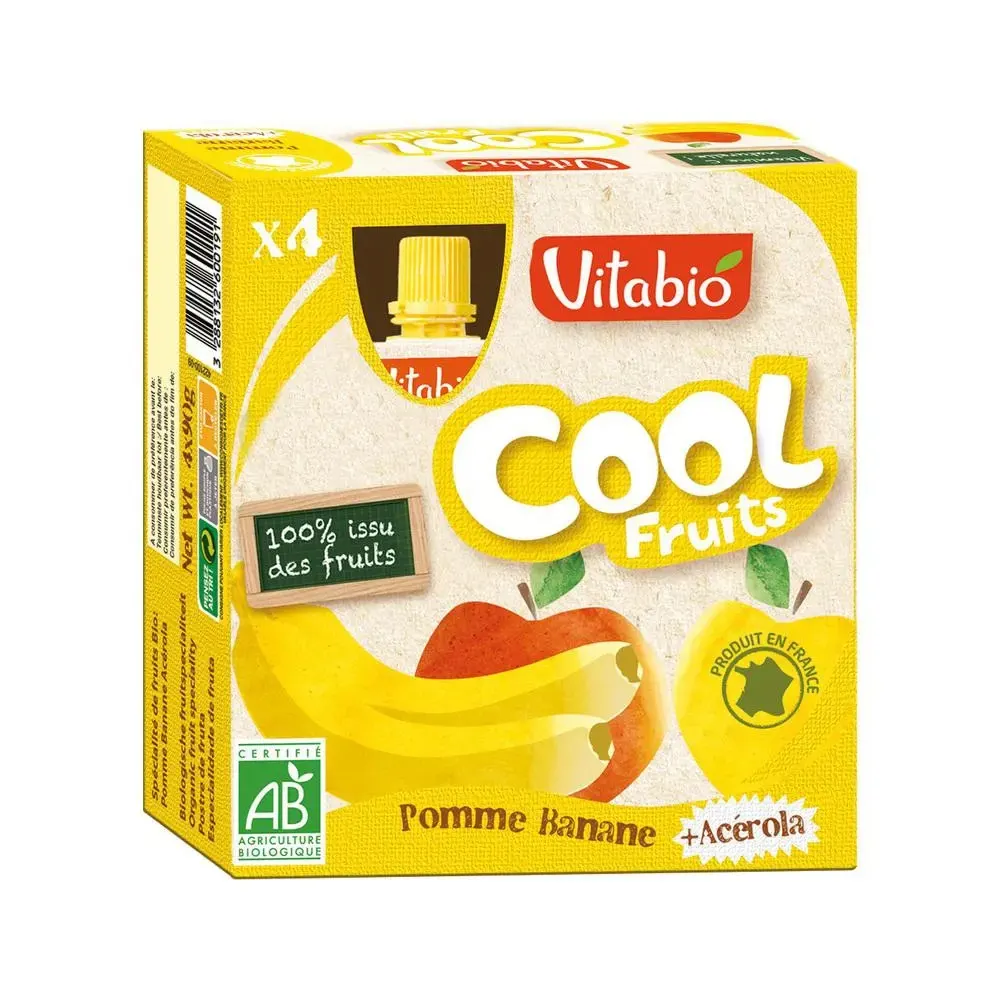 VITABIO COOL FRUITS POMME BANANE 4 X 90G