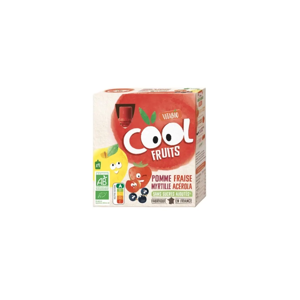 VITABIO COOL FRUITS POMME FRAISE MYRTILLE 4 X 90G