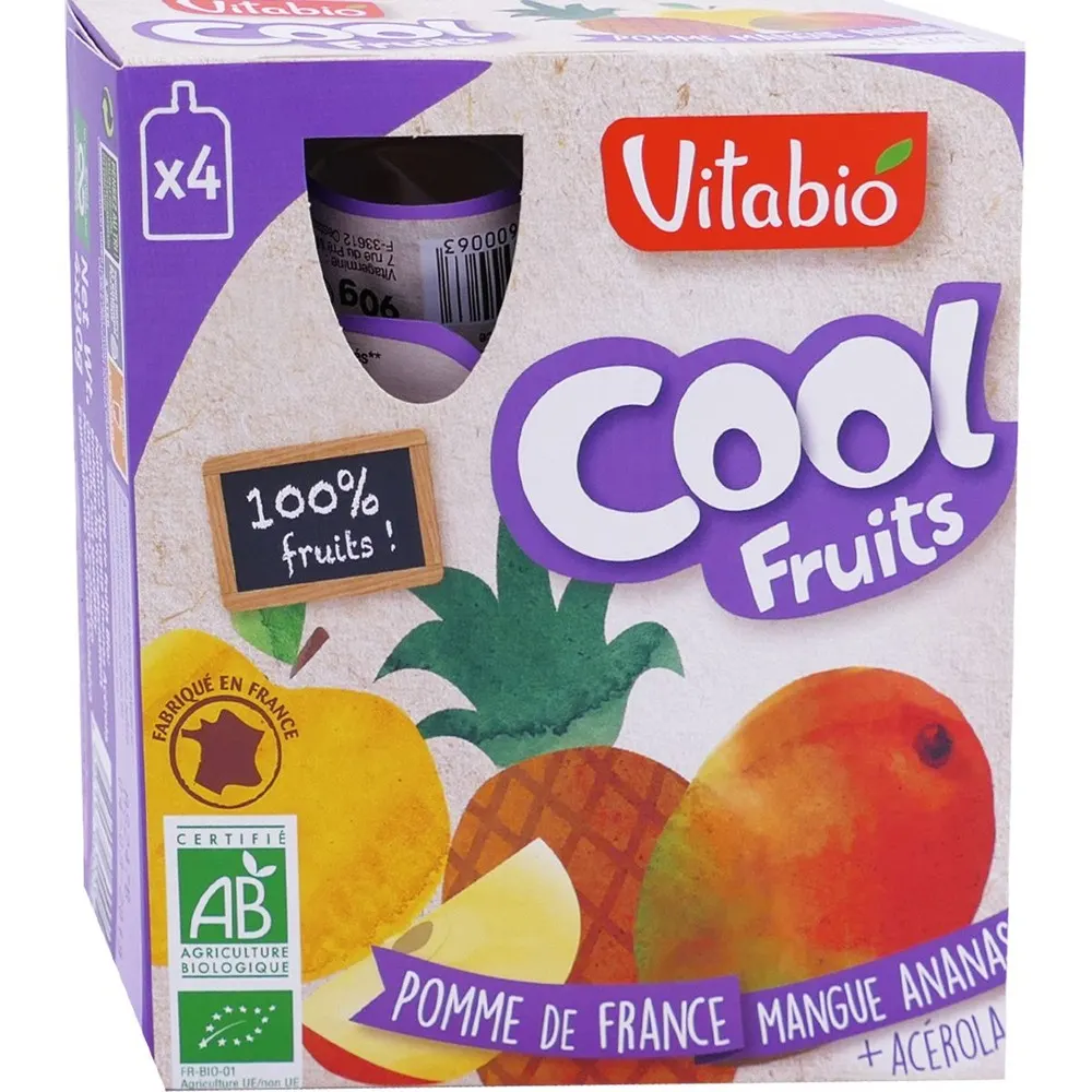 Vitabio Cool Fruits Pomme Mangue Ananas 4 x 90g