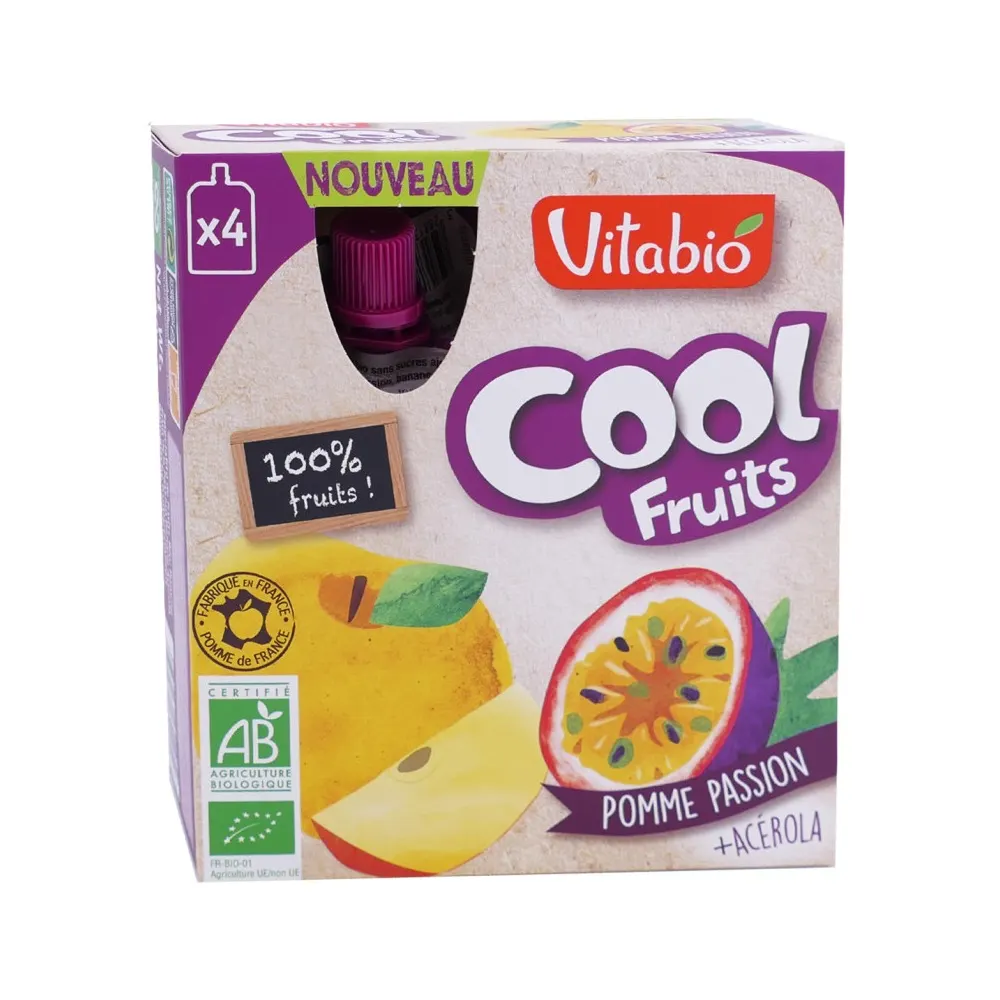 VITABIO COOL FRUITS POMME PASSION 4 X 90G