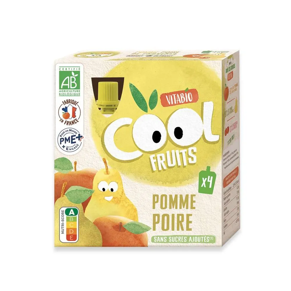 VITABIO COOL FRUITS POMME POIRE 4 X 90G