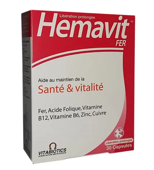 Vitabiotics Hemavit Fer صحة وحيوية 30 كبسولة