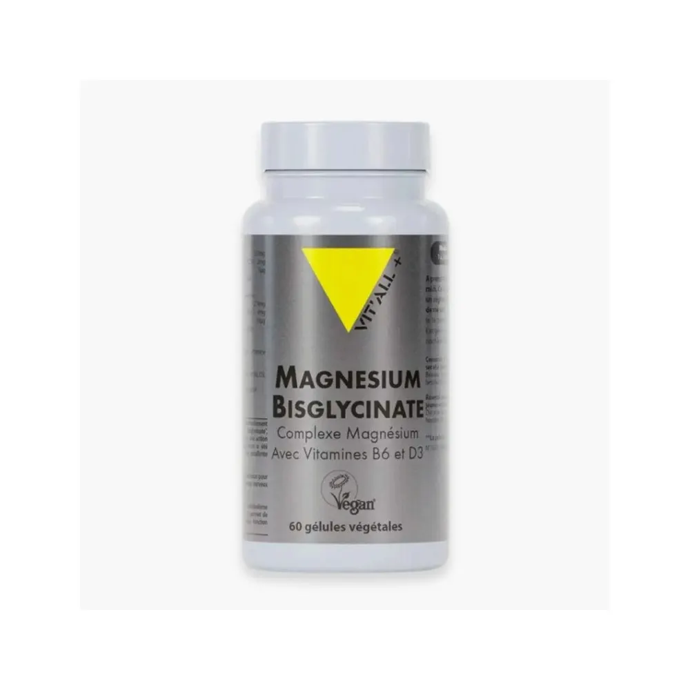 Vitall+ Magnésium Bisglycinate فيتامين B6 وD3 60 كبسولة
