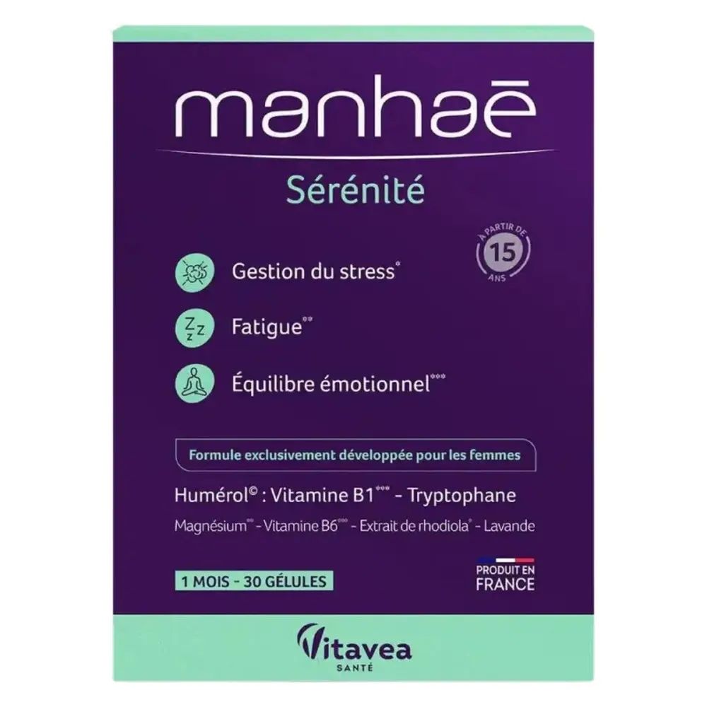Vitavea Manhaé Sérénité 30 كبسولة – التوتر والنوم والتوازن العاطفي