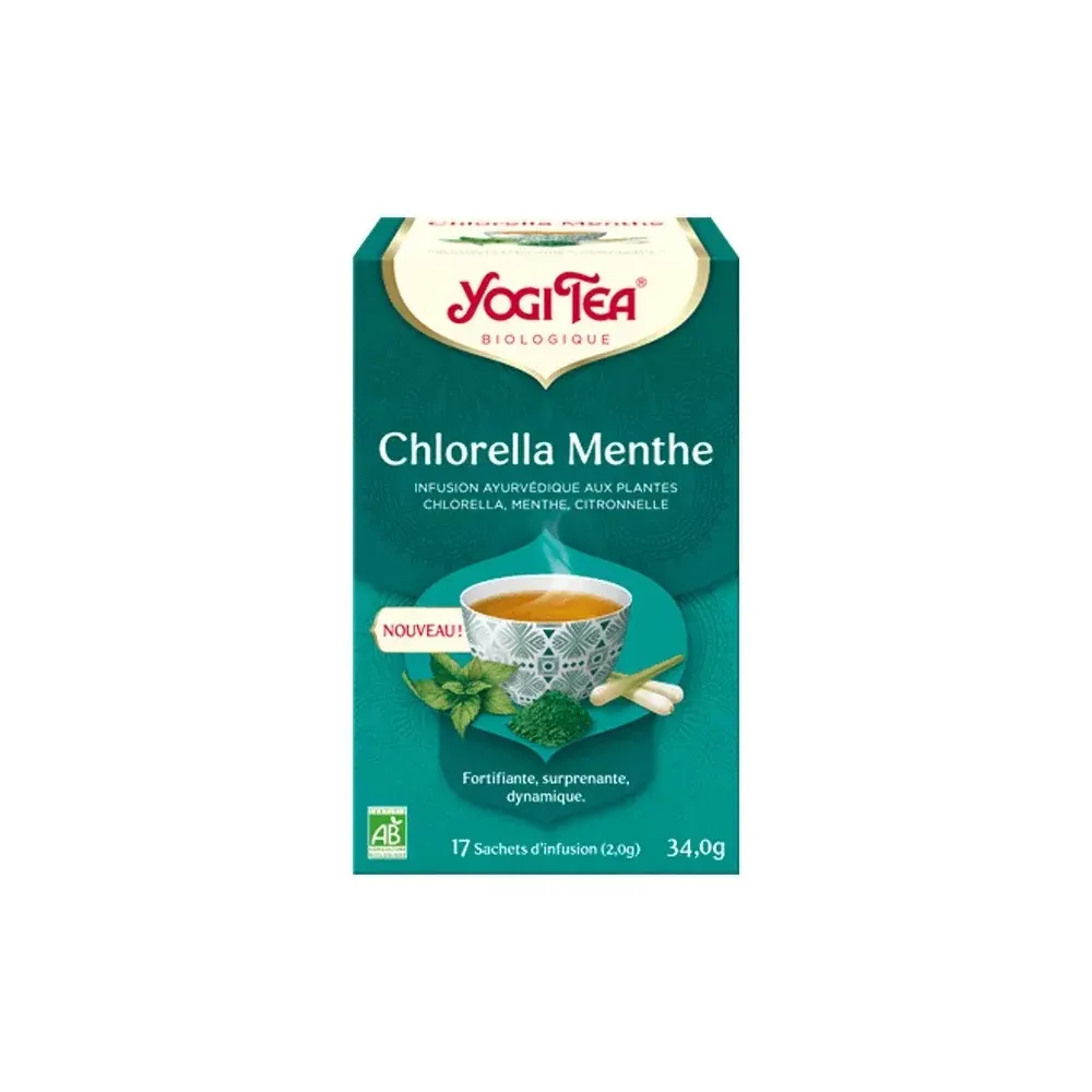 Yogi Tea Chlorella Menthe علبة 17 كيس