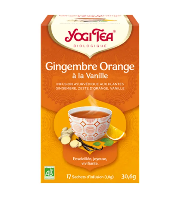 Yogi Tea الزنجبيل والبرتقال بالفانيليا 17 كيس 100% عضوي