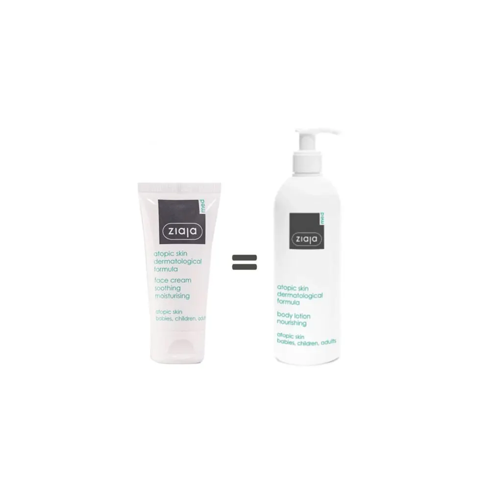 ZIAJA MED CREME VISAGE ATOPIC HYDRATANTE 50 ML= EMULSION HYDRATANT 400 ML