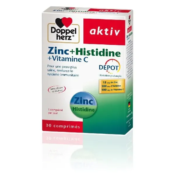 DOPPELHERZ Aktiv زنك + هيستيدين + فيتامين C 30 قرص
