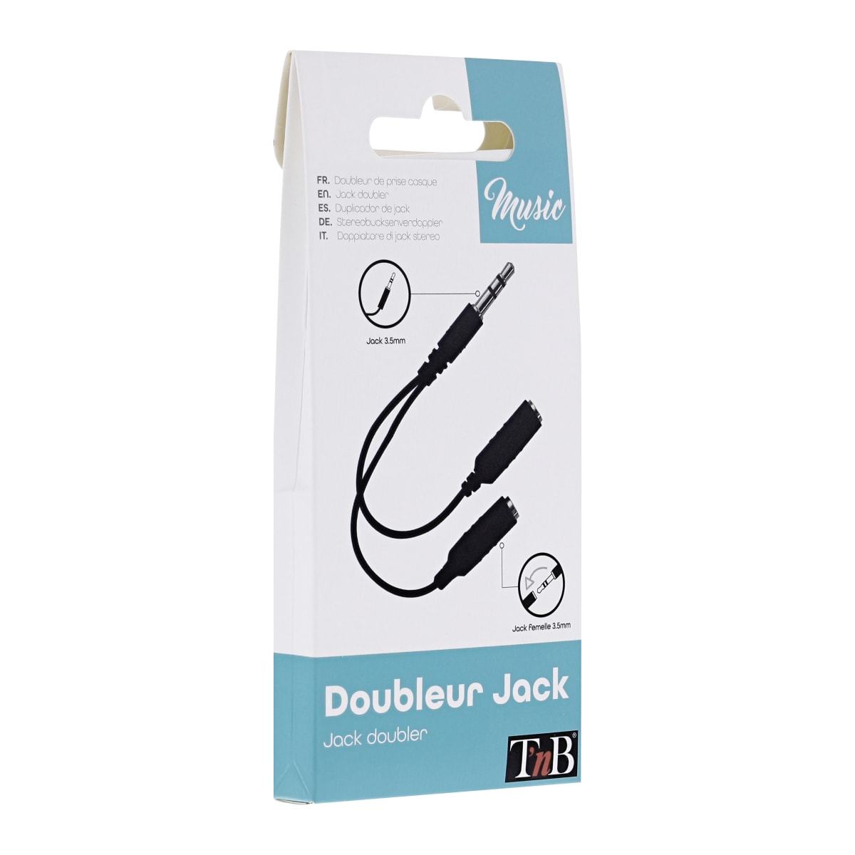 Câble doubleur jack 3,5mm mâle / 2 jack 3,5mm femelle 7cm - T'nB