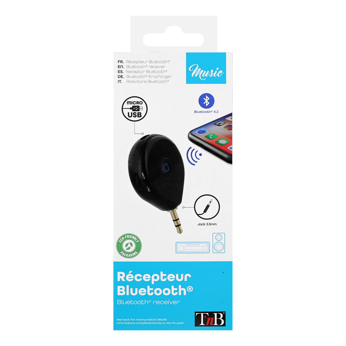 Transmetteur Bluetooth, Jack 3,52 mm Stéréo, aptX et SBC, iPlug, par