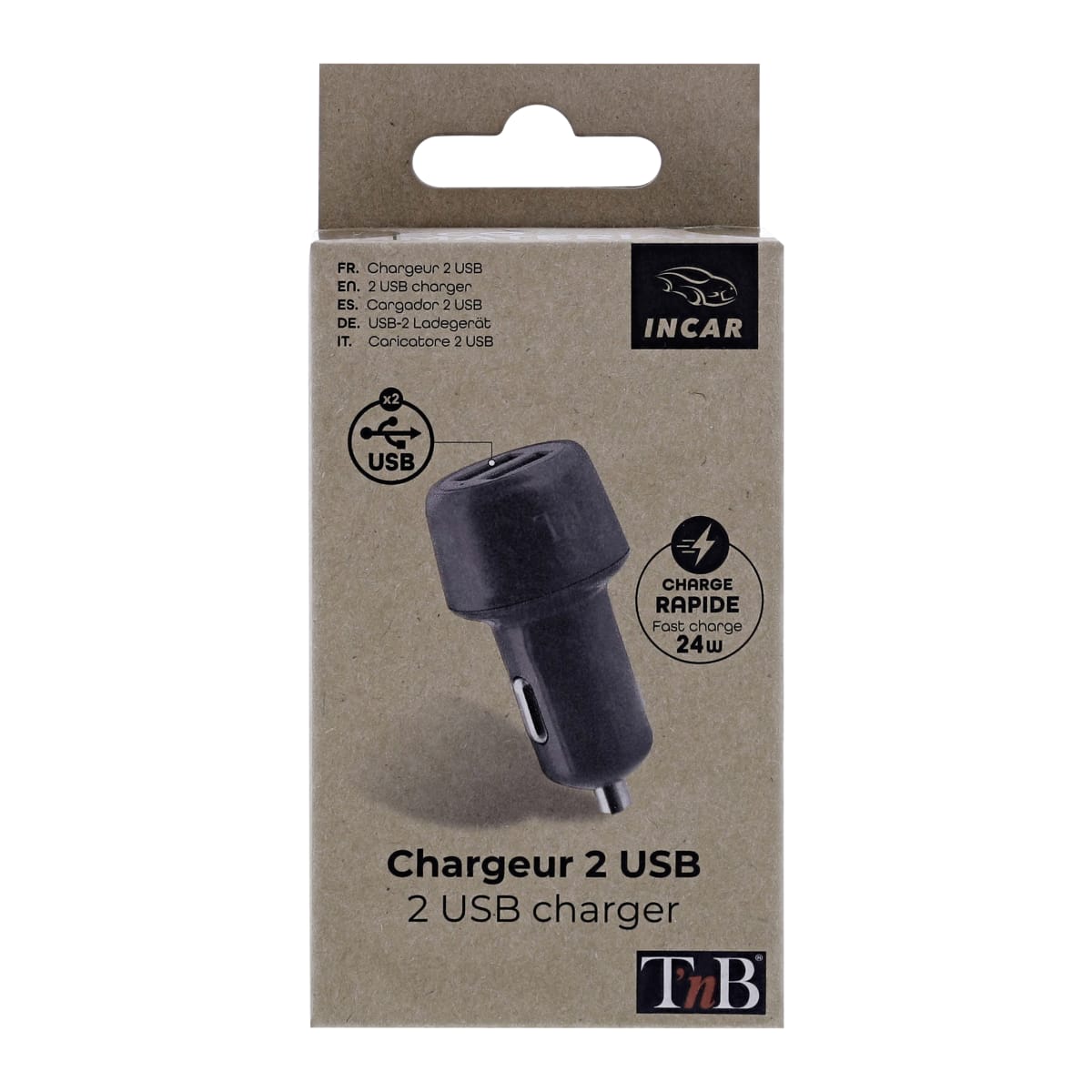 Chargeur allume-cigare 2xUSB-A + USB-C + prise allume-cigares - T'nB