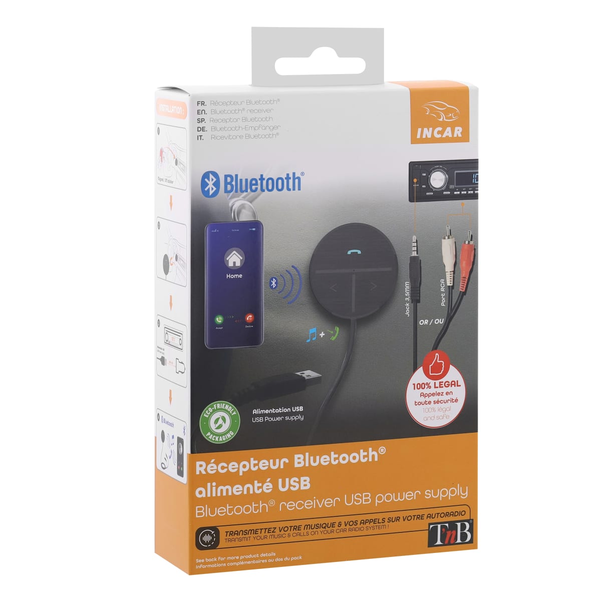 TD® Récepteur bluetooth de voiture jack USB audio kit mains libres cha –