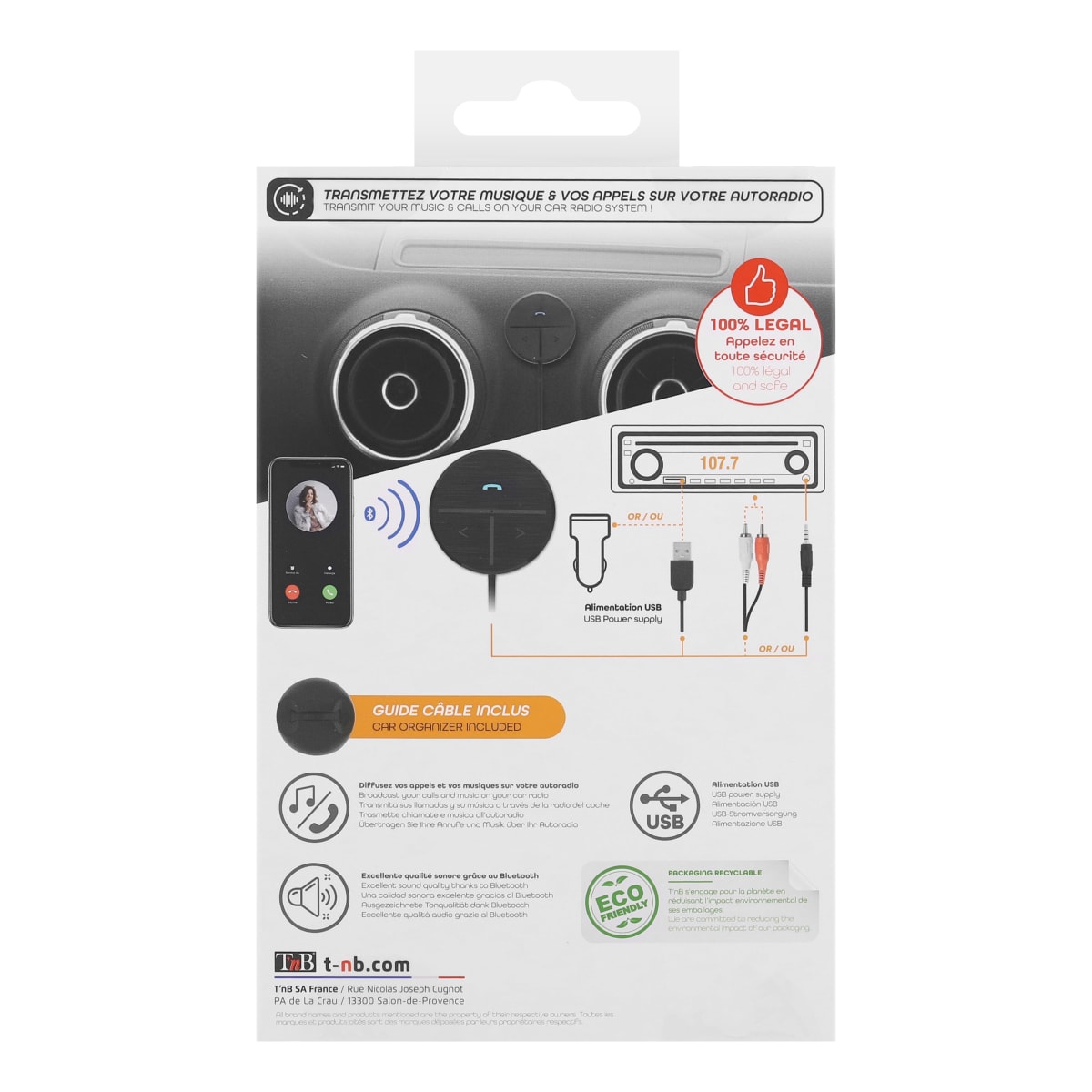 Récepteur et émetteur Bluetooth Techard Car BT 5.0 - 3.5 MM AUX Récepteur  Bluetooth