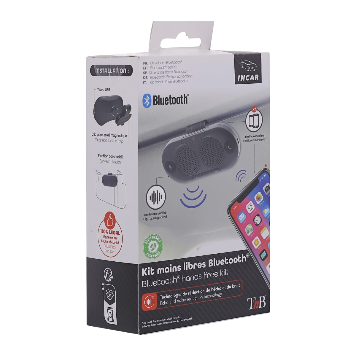 Kit Main Libre Voiture sans fil Bluetooth Attache pare-soleil