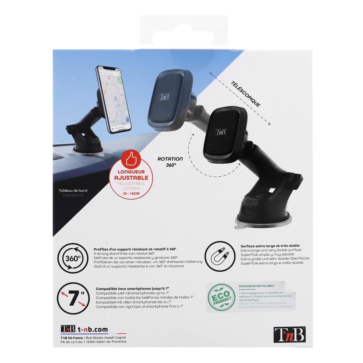 Support magnétique de téléphone de voiture de 17,8 cm, support de téléphone  à ventouse en col de cygne avec plusieurs aimants N52, conçu pour iPhone