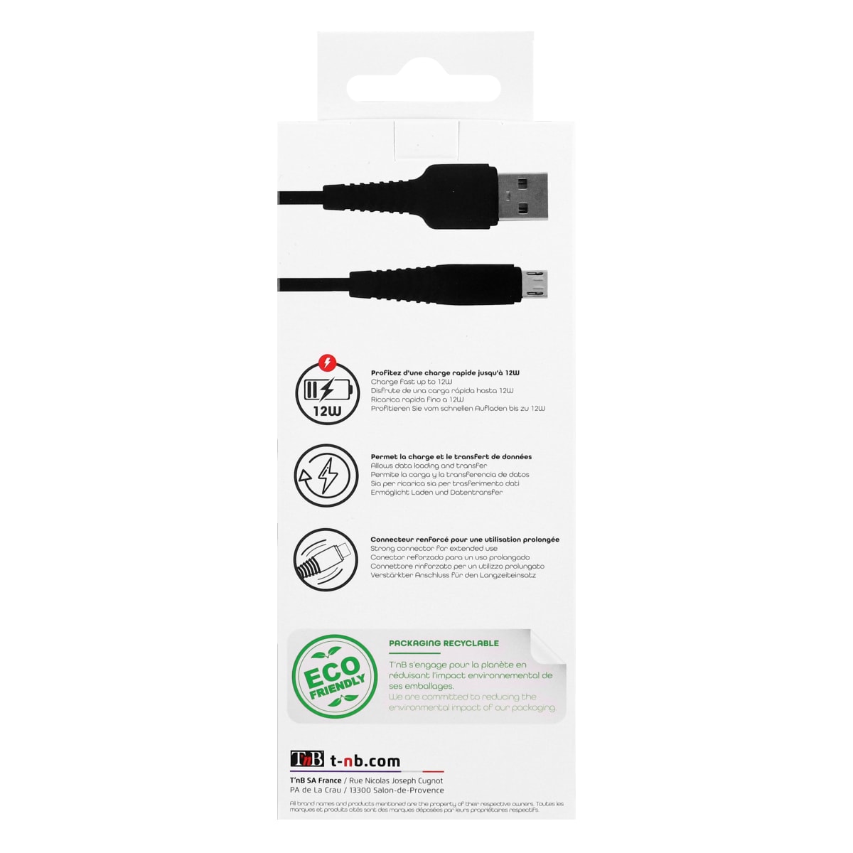 Câble Micro USB renforcé 3m XTREMWORK - T'nB