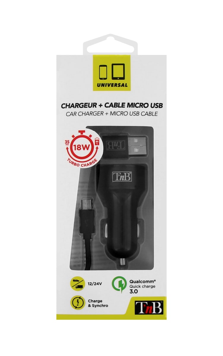 Chargeur allume-cigare 1XUSB-A 18W quick charge - T'nB