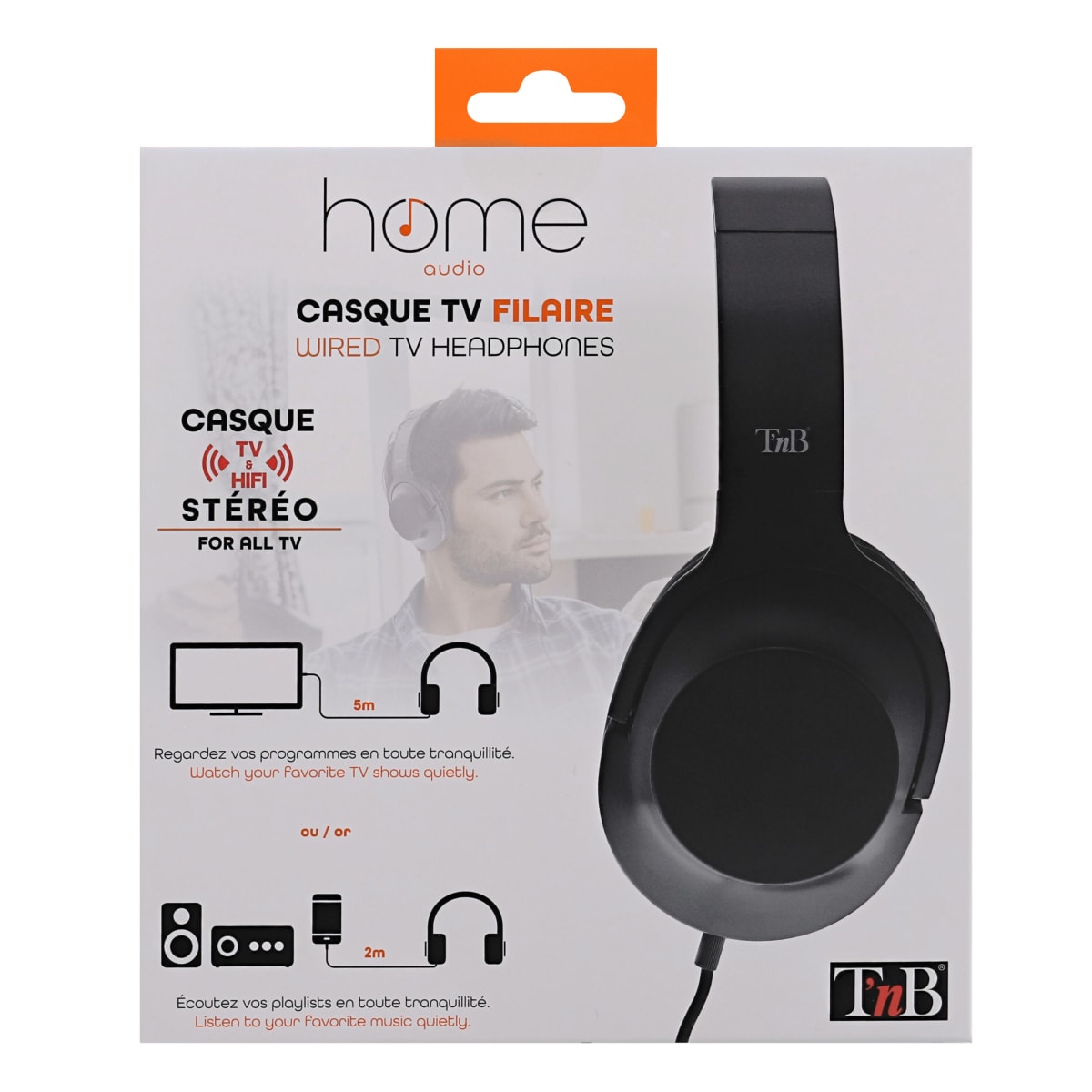 T'nb - home - cshomesf1 - casque tv sans fil universel radio fréquence -  portée jusqu'a 30m - contrôle du volume intégré TNB3303170077061 - Conforama