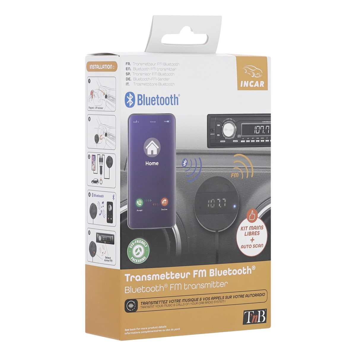Bluetooth FM transmitter with hands free kit - T'nB