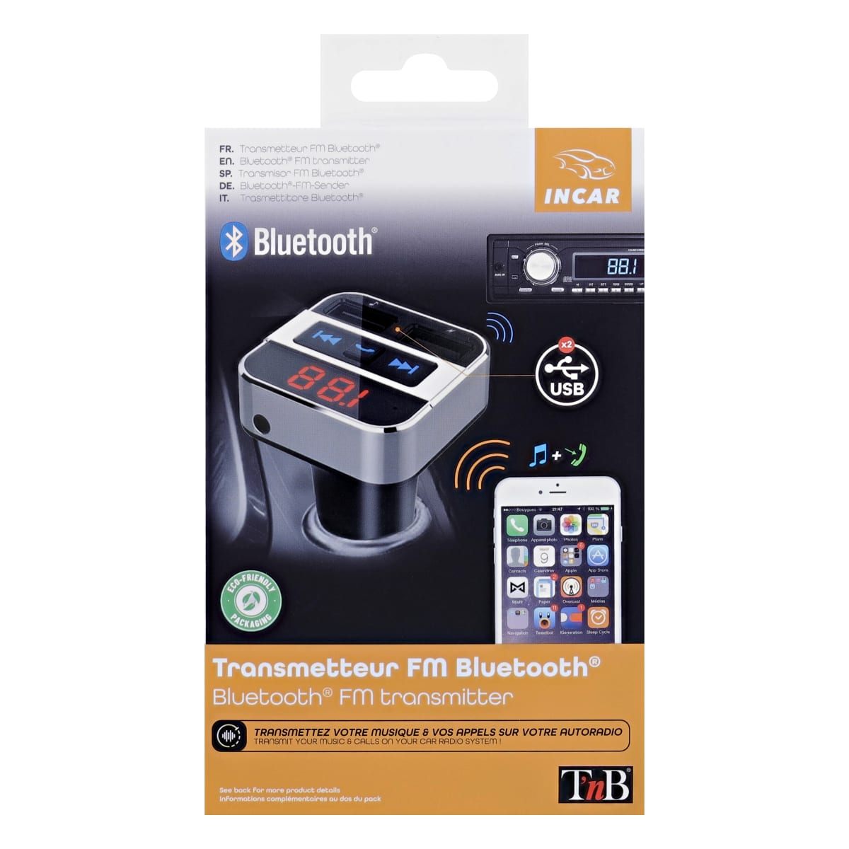 TNB Transmetteur FM bluetooth 3 en 1 pour voiture - FMCT07 pas cher 