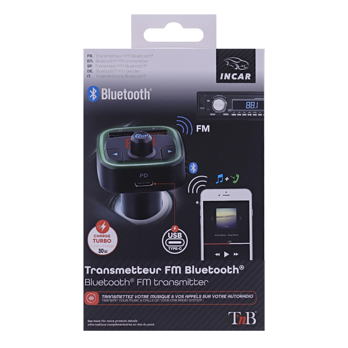 Transmetteur FM Bluetooth 3 en 1 - T'nB