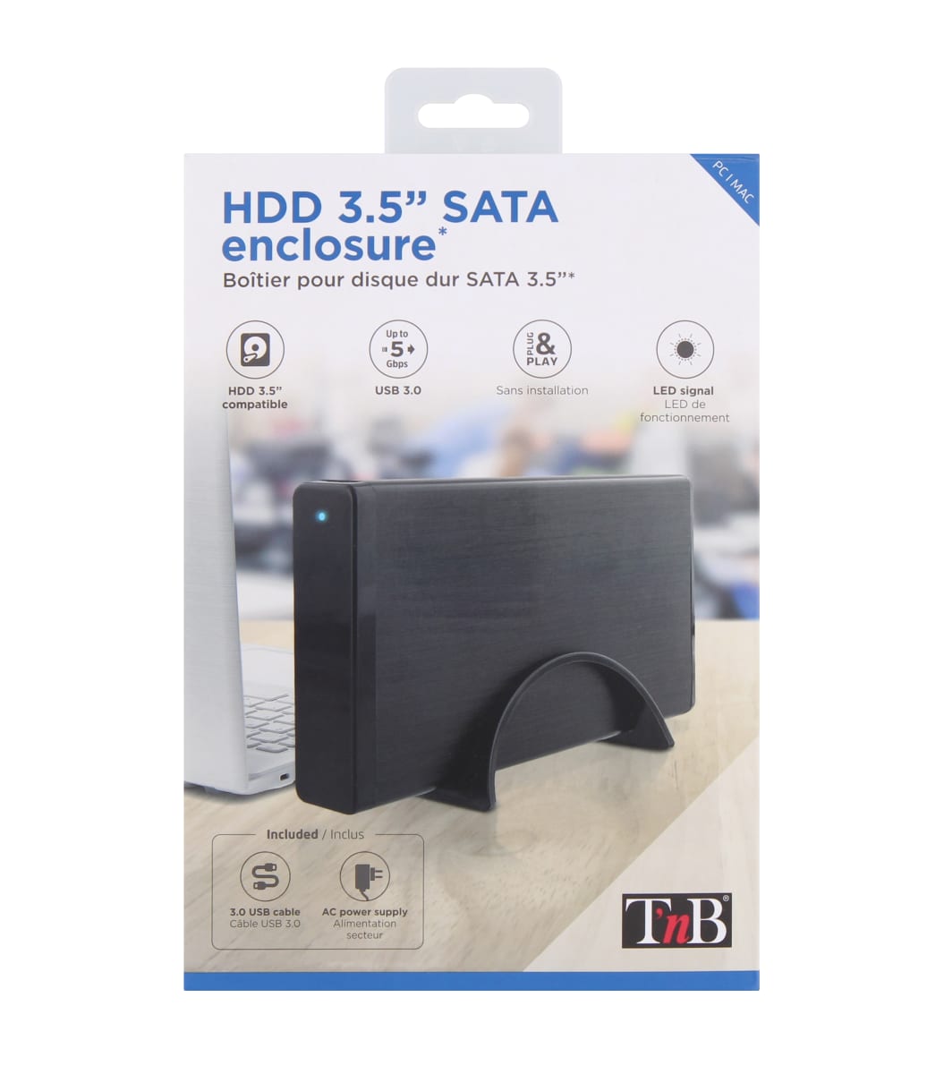 BOITIER DISQUE DUR 3.5'' NOIR USB 3.0 - T'nB