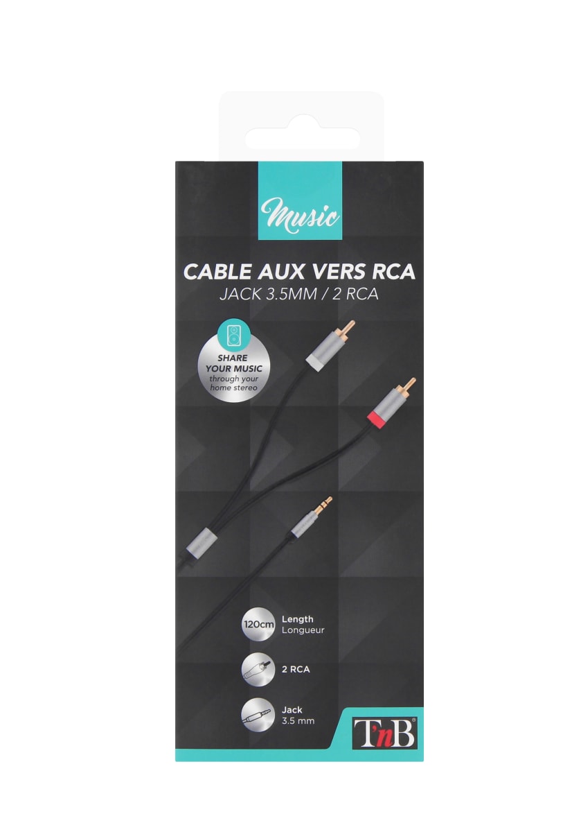 Câble jack 3.5 mm mâle vers 2 RCA mâle - T'nB