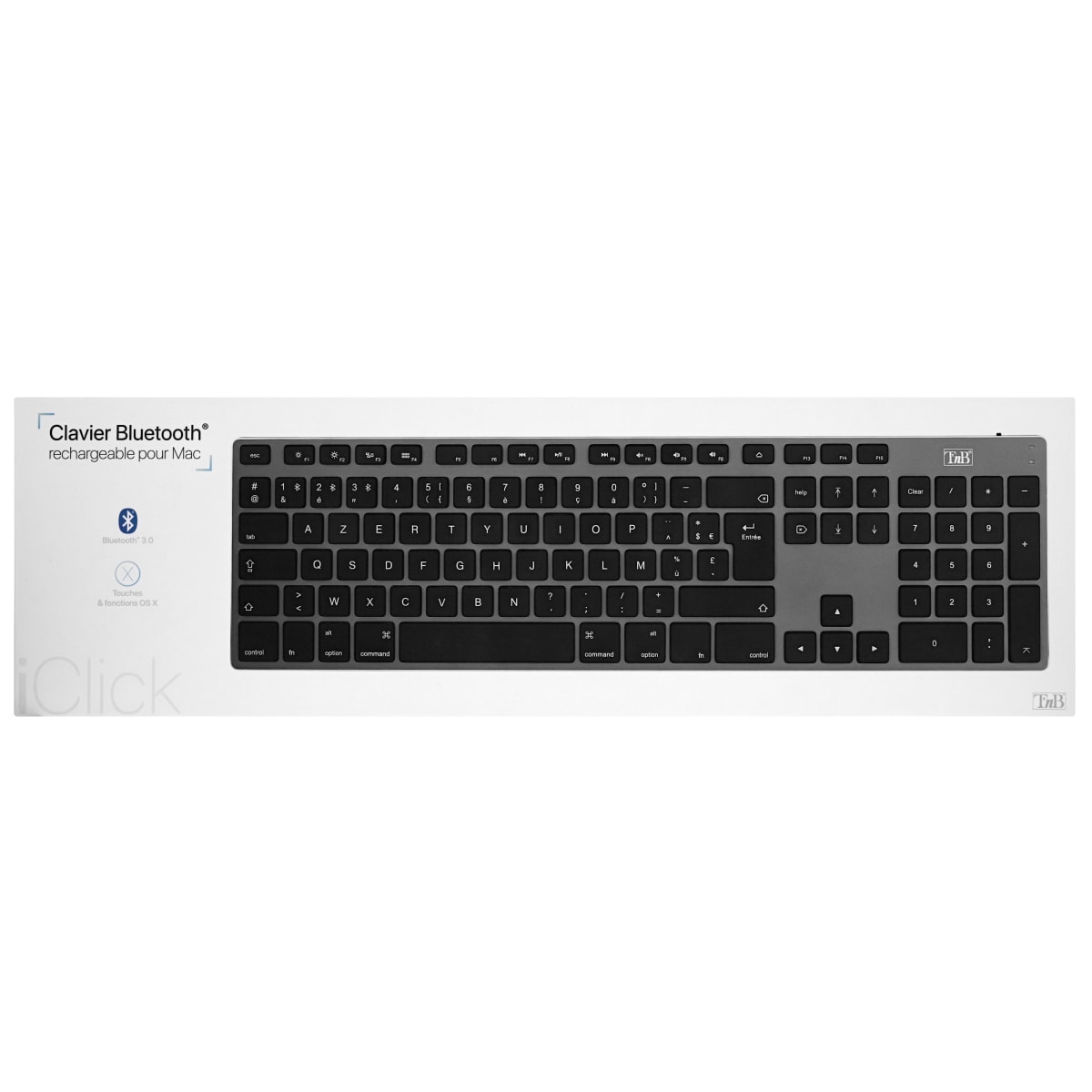 Clavier Bluetooth rechargeable pour mac iClick - T'nB