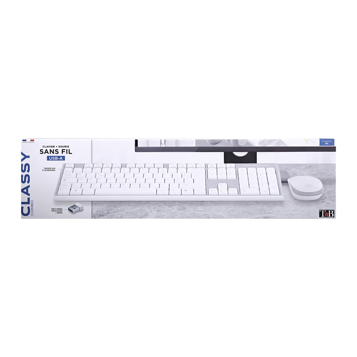 Ensemble Clavier - Souris Sans Fil T'nb Classy (gris/blanc) à Prix Carrefour