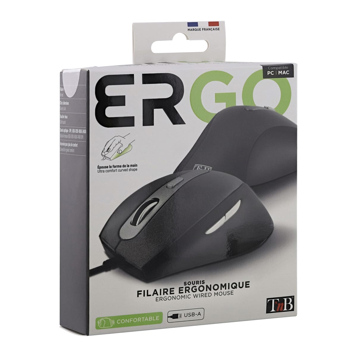 T'NB - Souris Ergonomique Filaire, Large Et Ultra Confortable, Souris  Optique pour Droitiers avec 1600 DPI, Compatible avec Les Ordinateurs  Portables, PC/Mac – Noir : : Informatique